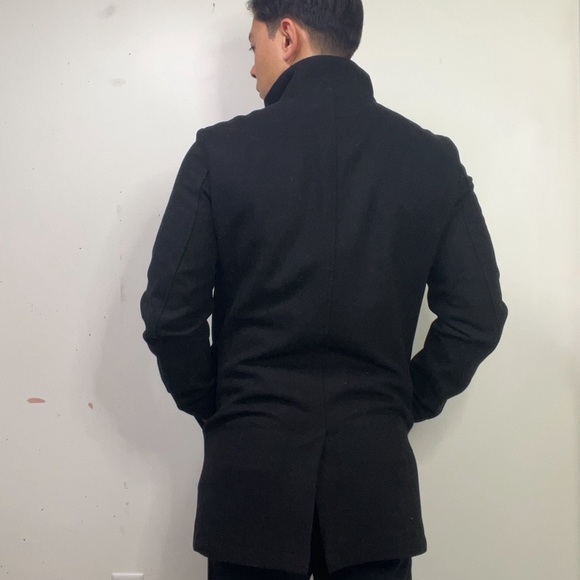 French Connection Smart Tailored Coat Black Medium sized Wool Coat - Picture 3 of 6